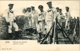 K.u.K. Kriegsmarine Matrosen, Während der Ruhezeit / Austro-Hungarian Navy mariners resting on mainland. Dep. A. P. Pola