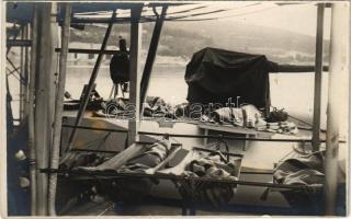 K.u.K. Kriegsmarine Matrosen / Osztrák-magyar matrózok alvás közben / Austro-Hungarian Navy mariners sleeping. photo (fl)