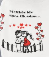 Egyszemélyes porcelán és üveg mokkás készlet férfinak. Matricás, jelzett, hibátlan