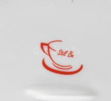 Egyszemélyes porcelán és üveg mokkás készlet férfinak. Matricás, jelzett, hibátlan