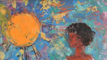 Prokop Péter (1919-2003): Napleány.
Olaj, farost, jelzett, üvegezett fakeretben. 60×53,5 cm