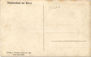 K.u.K. Kriegsmarine Matrosen, Sonnenbad an Bord / Osztrák-magyar matrózok napoznak a fedélzeten / Au...