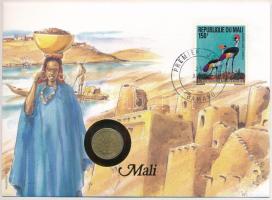 Mali felbélyegzett borítékban, bélyegzéssel, német nyelvű leírással, benne Nyugat Afrikai Államok 1984. 5Fr Al-Ni-Br T:VF Mali in envelope with stamp, cancellation and a prospectus in german, in it West African States 1984. 5 Francs Al-Ni-Br C:VF