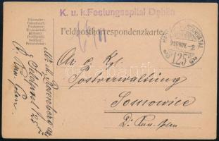 1916 Tábori posta levelezőlap "K.u.k. Festungsspital Deblin"