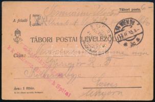 1915 Tábori posta levelezőlap K.k. Kaiserin ... Spital