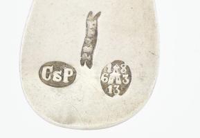 2 db antik ezüst (Ag) teáskanál, 13 latos pest, 1863 Cseh Pál ötvös mesterjeggyel 49 g