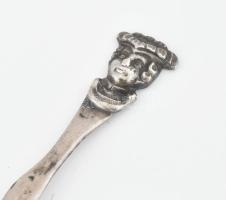 Antik ezüst (Ag) kanál plasztikus fej dísszel 13 latos finomságjellel 9 g