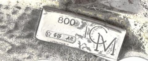 Ezüst (Ag) zománc-festett fagyalmintás gyertyatartó, 6 db, jelzett, bruttó: 74,1 g