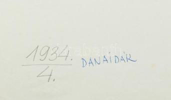 Varga Mátyás (1910-2002): Danaidák, 1934. Fametszet, papír, jelzett a metszeten, paszpartuban, 10,5×...