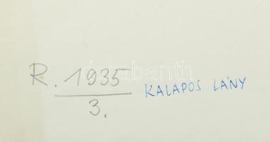 Varga Mátyás (1910-2002): Kalapos lány, 1935. Rézkarc, papír, jelzés nélkül, 20,5×13,5 cm