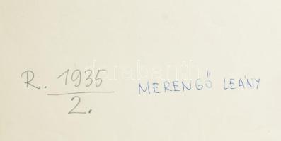 Varga Mátyás (1910-2002): Merengő leány, 1935. Rézkarc, papír, jelzés nélkül, paszpartuban, 13×14 cm