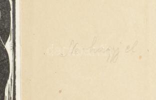 Varga Mátyás (1910-2002): Testvérek, 1935. Fametszet, papír, jelzett, paszpartuban, 14×10 cm