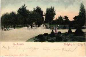 1902 Pöstyén, Piestany; új park, sétány / Neue Parkallee / new promenade, park. Stengel & Co.