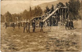 1917 Zelenika, Osztrák-magyar matrózok csúszdázás közben / K.u.K. Kriegsmarine Matrosen / Austro-Hungarian Navy mariners going down a slide (skluzavka). photo (fl)