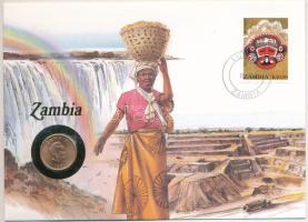 Zambia 1983. 2ng felbélyegzett borítékban, bélyegzéssel, német nyelvű leírással T:UNC Zambia 1983. 2 Ngwee in envelope with stamp and cancellation, with German description C:UNC