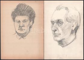 Jelzés nélkül, össz. 10 db rajz: Utcarészletek, Balatonpart, portrék, női akt. Ceruza, tus, kréta, p...
