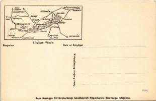 Szigliget, várrom, hátoldalon térkép. Zala Vármegye Törvényhatósági Iskolánkívüli Népművelési Bizott...