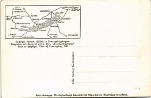 Szigliget, várrom, kilátás a Szentgyörgyhegyre, hátoldalon térkép. Zala Vármegye Törvényhatósági Isk...