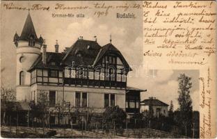 1904 Budapest XXII. Budafok, Kremer-féle villa. Kremerné levele (EK)