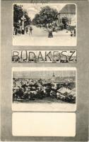 Budakeszi, Erdő utca, Rapolter István üzlete. Szecessziós montázs, Art Nouveau, Stern Jakab kiadása