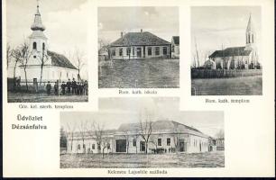 Dézsánfalva with churches and the hotel of Lajos Kelemen