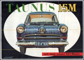 cca 1960 Ford Taunus 15M német nyelvű, képes ismertető prospektus, 4 sztl. lev.