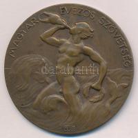 Berán Lajos (1882-1943) 1936. &quot;Magyar Evezős Szövetség&quot; bronz díjérem, hátoldalán &quot;vidéki kormányos egyes bajnokság 1936. VI. 14. II.&quot; gravírozással, &quot;Berán N. Bpest&quot; gyártói jelzéssel (50mm) T:AU kis patina