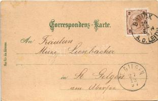 1897 (Vorläufer) Lajtabruck, Bruck an der Leitha; Kaiser Josef Platz, Schloss Prugg, Kirchengasse, K...