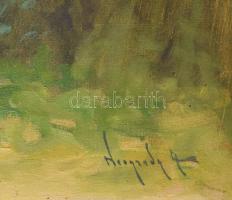 Neogrády A jelzéssel: Faluvége. Olaj, vászon. Dekoratív fakeretben. 60×80 cm