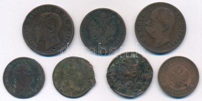 Vegyes: 1762-1910. 7xklf magyar és külföldi rézpénz, közte 1864B 4kr Cu T:VF-F
Mixed: 1762-1910. 7x...