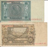 Németország / Weimar Köztársaság 1929. 10M + Német Harmadik Birodalom 1939. 20M T:F Germany / Weimar...