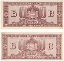 1946. 100.000BP (2x) eltolódott nyomat T:VF-F szép papír Adamo P36