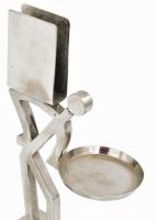Metal art szobor, gyufatartó, kínáló. Krómozott fém, jelzés nélkül 17 cm