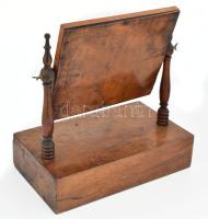 Antik asztali fésülködő tükör, fiókos szekreter. Dió furnér. Politúrozott, sérülésekkel, réz veretek...