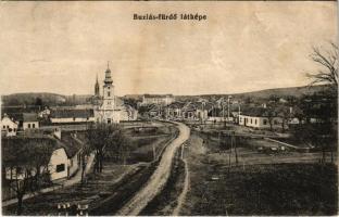 1915 Buziás-fürdő, Baile Buzias; Fő út, templomok. Heksch Manó Párisi áruháza kiadása / main street, churches (fl)