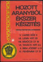 cca 1965 Hozott aranyból ékszer készítés, FŐÉV kisplakát / villamosplakát, 23x16,5 cm