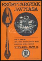 cca 1967 Ezüsttárgyak javítása, FŐÉV kisplakát / villamosplakát, 23,5x16 cm