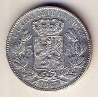 Belgium 1867. 5Fr Ag II.Lipót T:3