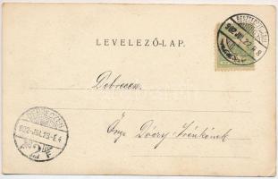 1902 Besztercebánya, Banská Bystrica; Fő tér, Sonnenfeld Mór könyvnyomda üzlete és saját kiadása / m...