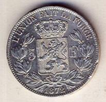 Belgium 1872. 5Fr Ag II.Lipót T:3