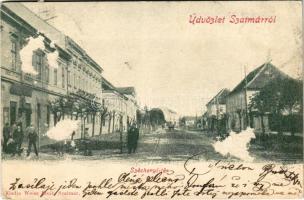 1901 Szatmárnémeti, Satu Mare; Széchenyi tér, üzlet. Weisz Izsák kiadása / square, shop (felszíni sérülés / surface damage)