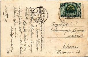 1940 Retteg, Reteag; Fő tér, piac, Leon Antal üzlete / main square, market, shop (r) + "1940 Dé...