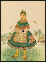 Sárköz Girl (Sárközi lány) - Ferenc Farkas: Vintage. Colorvox hanglemez képeslap. 20x15 cm