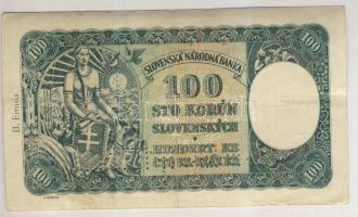 Szlovákia 1940. 100K "Specimen" lyukasztással + csehszlovák ellenbélyeggel T:II/III