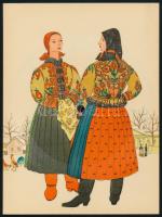 Young Married Women of Cigánd (Cigándi fiatalasszonyok) - László Gulyás: Three-Jump Dance. Colorvox hanglemez képeslap. 20x15 cm