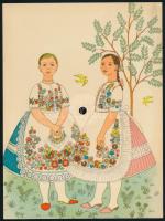 Girls of Kalocsa (Kalocsai lányok) - Béla Bartók: Cattle Incantation. Colorvox hanglemez képeslap. 20x15 cm