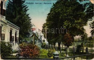 1913 Pöstyén, Piestany; Park sor, villák / street view, villas (kopott sarkak / worn corners)