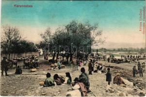 1908 Karánsebes, Caransebes; Cigányok tábora, piac, folklór / Gypsy folklore, camp, market (r)