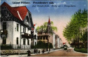 1925 Pöstyén-fürdő, Kúpele Piestany; Király sor / Prezidentov rad. / Königs-Reihe / street view, villas