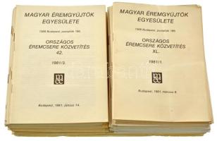 Magyar Éremgyűjtők Egyesülete, Országos Éremcsere Közvetítés 60db különböző száma az 1978-1999. közötti megjelenésekből, közte több teljes évfolyammal. Használt, jó állapotban.